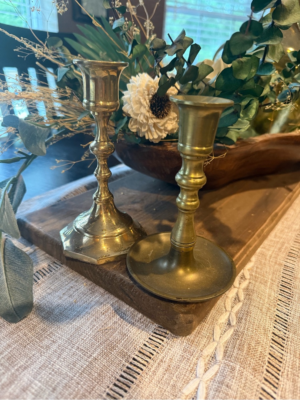 2-Vintage Brass Candlestick Holders - Elegant Gold Home Accent